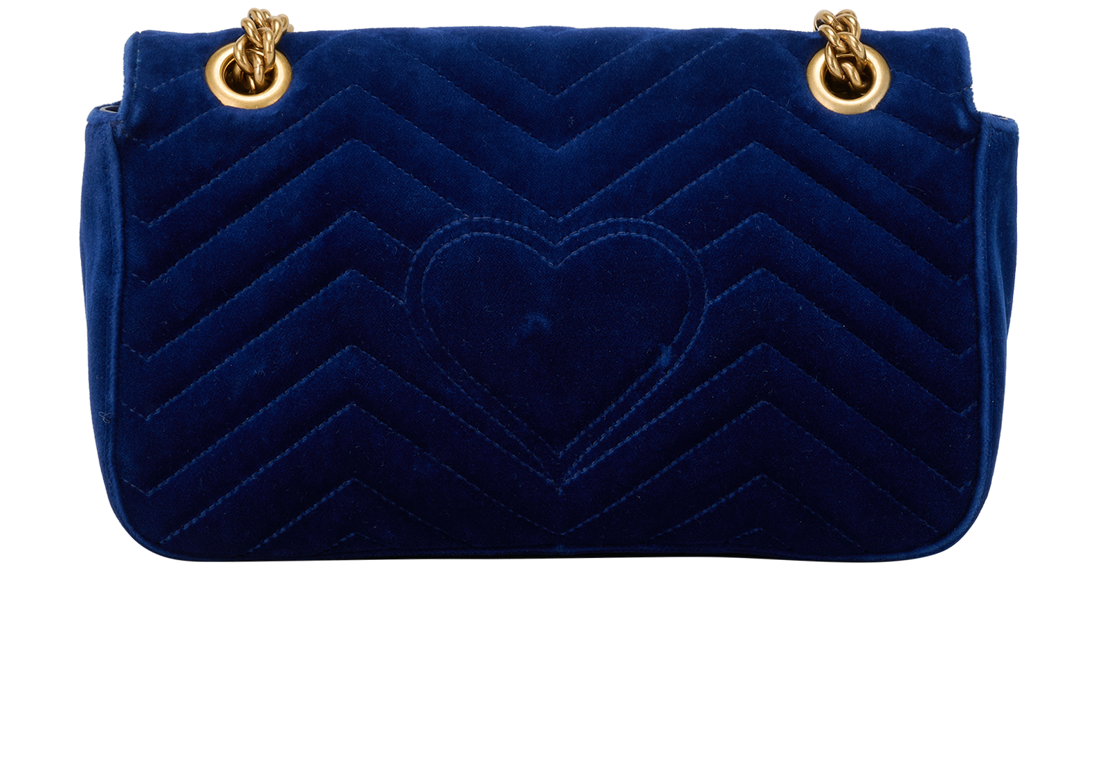 Medium GG Marmont, &pound;475, Handbags, Blue, Velvet, Back view